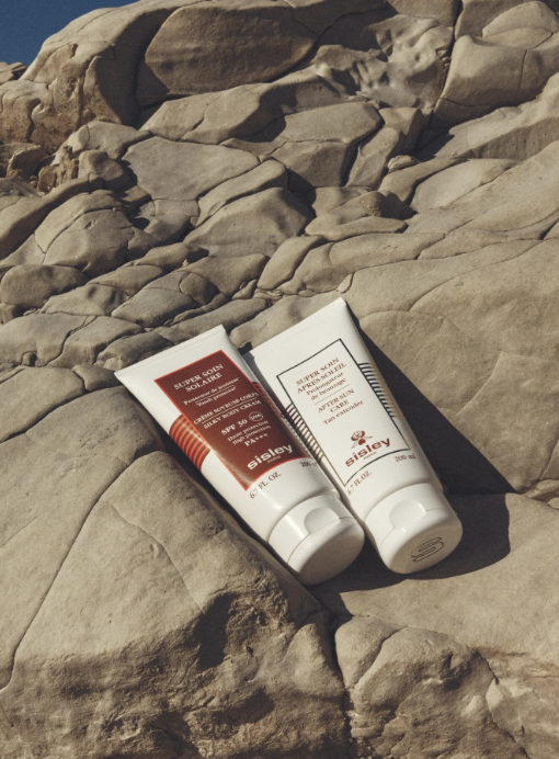 Sisley sun care on rocks
